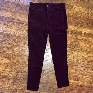 Burgundy American Eagle Super Stretch Corduroy Skinny Pants